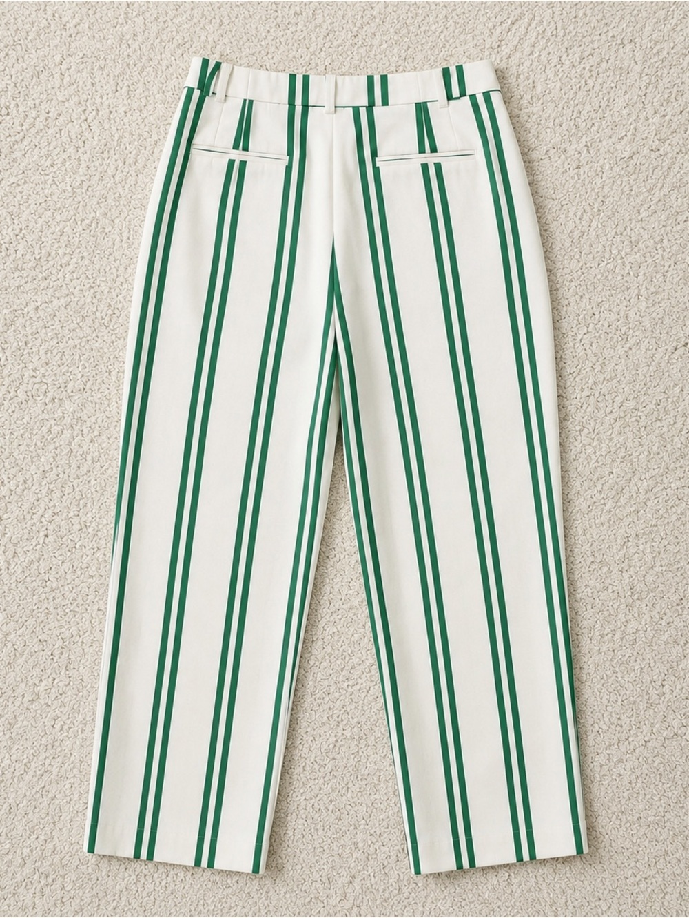 Topshop Women’s Pants 10 Green White Stripe Tapered Leg Linen Viscose - Picture 4 of 9